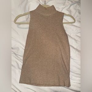 Sleeveless Tan Turtleneck Top